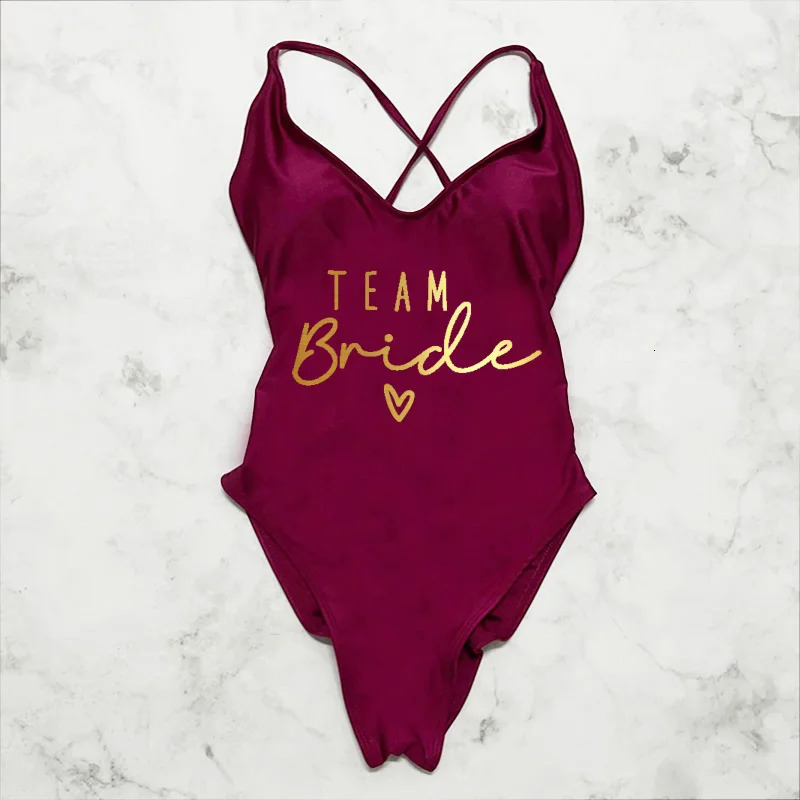 Sexy Padded One Piece Swimsuit Women Team Bride Swimwear Bikini Summer Bathing Suit Plus Size Beachwear Bachelorette Party Lady 250108