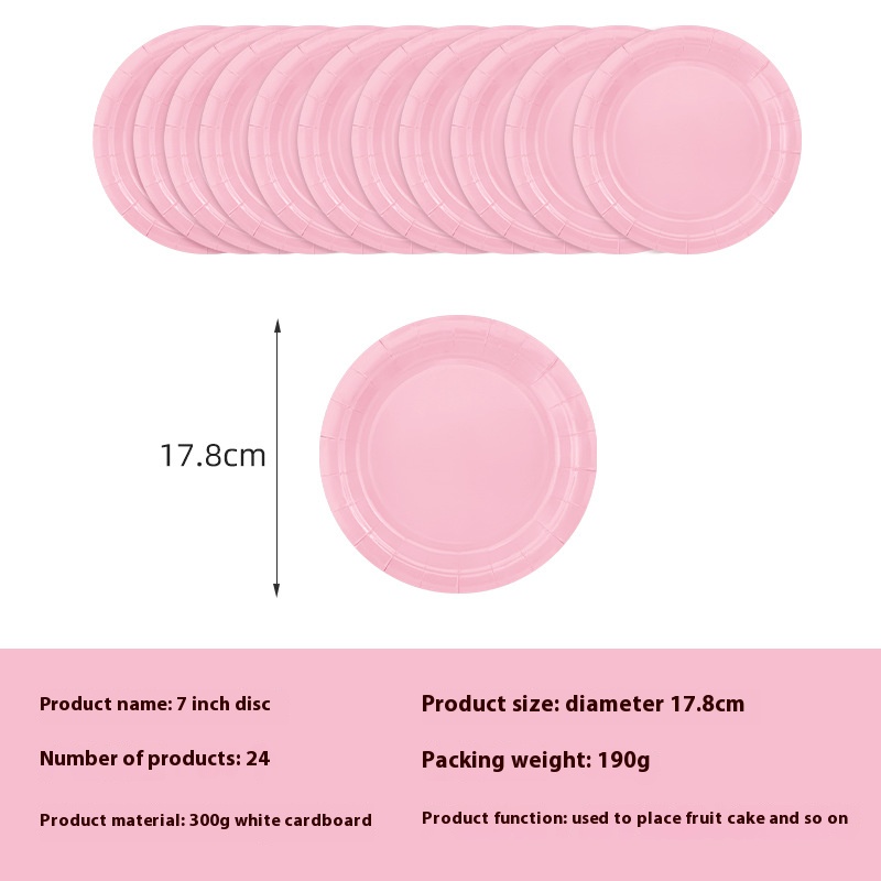 New solid color set, light pink towels, cups, paper plates, tablecloths, disposable party supplies