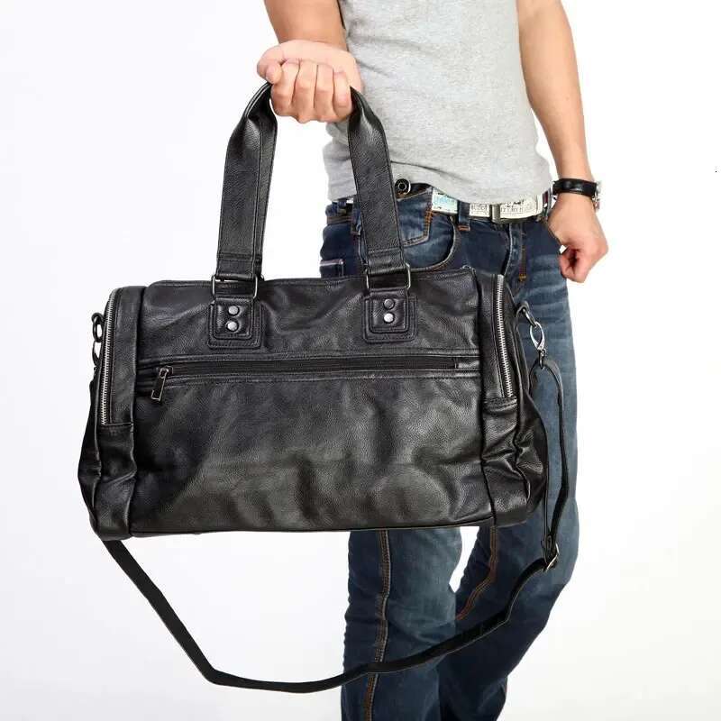 Large Capacity Male PU Leather Travel Casual Lage Bag Multifunction Shoulder Bags Handbag Crossbody Bolsos