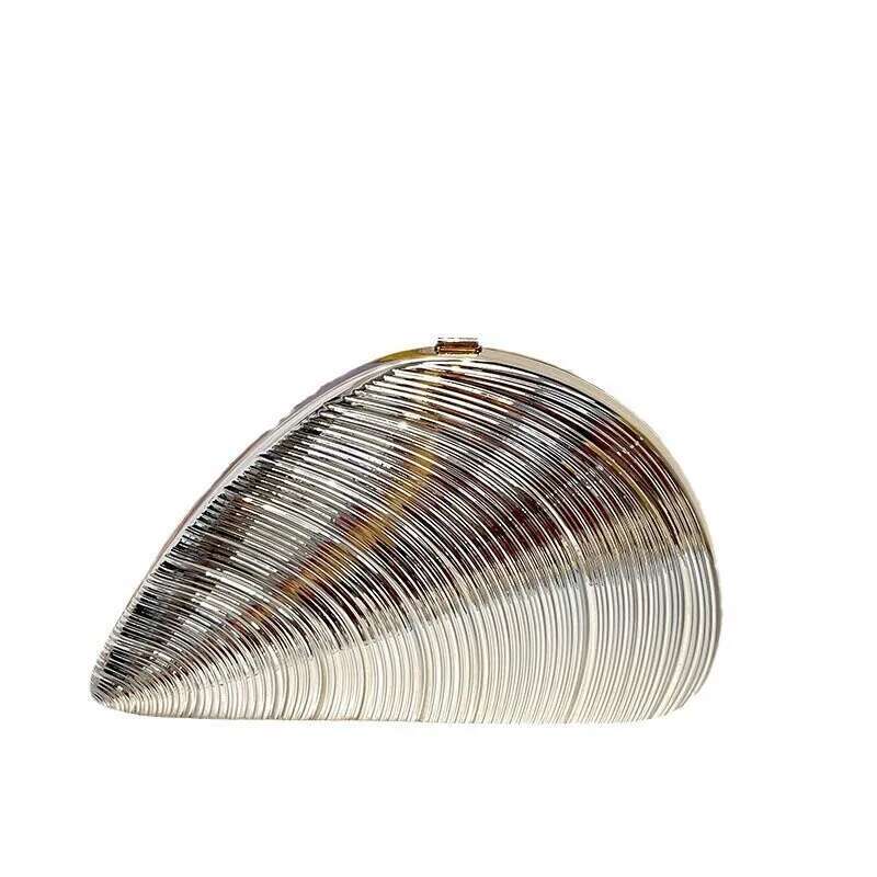 Fashion, Personality, Creativity, Heavy Industry, Gold Shell, Acrylic Bag, Niche Design, High-End Feel, Hand-Held Dinner Bag