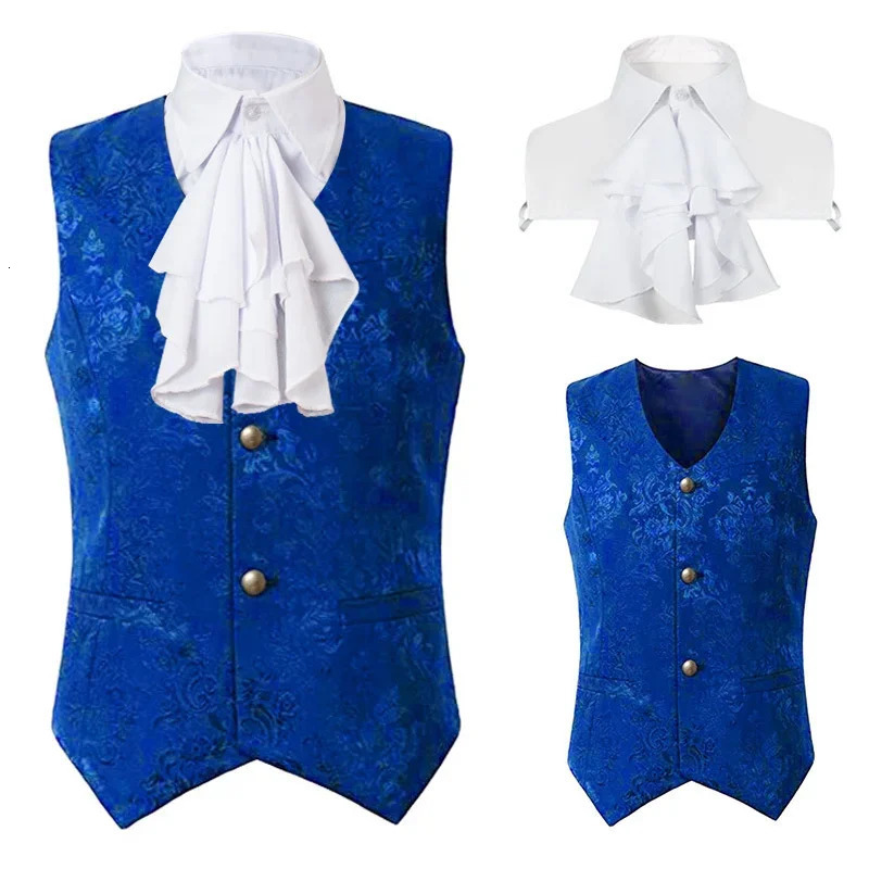 2024 Vest Men Renaissance Steampunk Coat Gothic Jacquard Waistcoat Single Breasted Business Formal Dress for Suit 250107