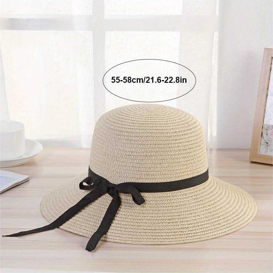 Big Brim Bow Sun Hat Breathable Sunscreen Straw Hat Mens Summer Outdoor Travel Sports Hiking Beach Hat X250109