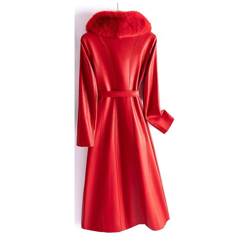 Real Leather Womens MidLength Thick Women 2024 Winter Sheepskin Temperament Fashion Coat H178 250103