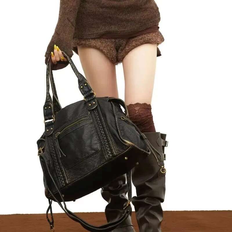 AIGO Vintage Large Capacity Women Designer Handbag Tote Retro Shoulder Crossbody Bags Quality Punk Bag