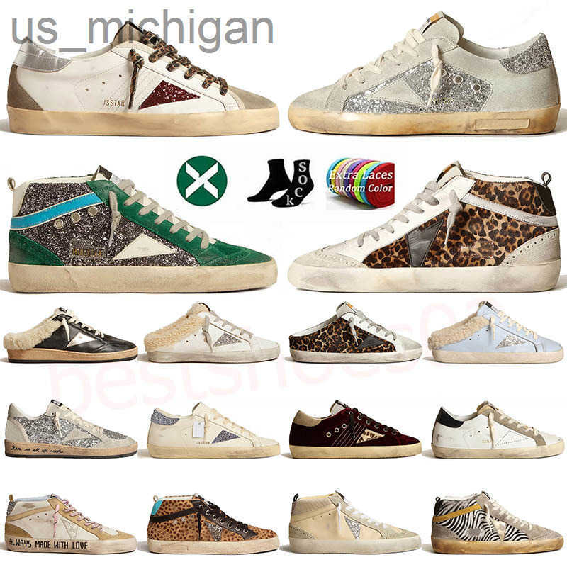 Casual Shoes Designer Golden Casual Shoes Women SuperStar Sabot Ball Mid slide Star New Release Paris Italy Brand Sequin Classic Famous Slide Do Old Dirty Genuine Lea