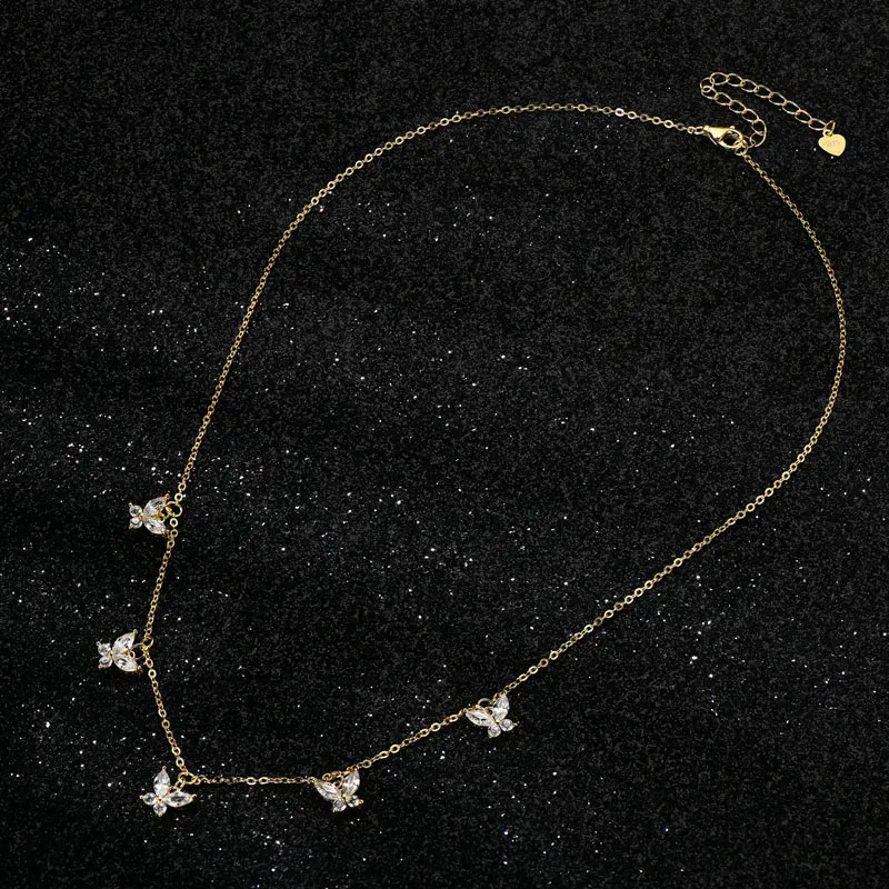 IOGOU Butterfly Choker Necklace Gift Engagement Wedding Jewelry 925 Sterling Silver Simulated Diamond Pendant for Women 250109
