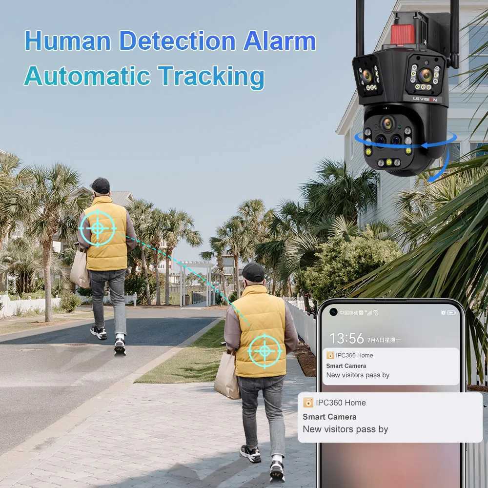 LS VISION 10K 20MP WiFi IP Camera Five Lens 20X Zoom Outdoor 360 Surveillance Security Camera Smart Home AI Tracking CCTV Camera X250110