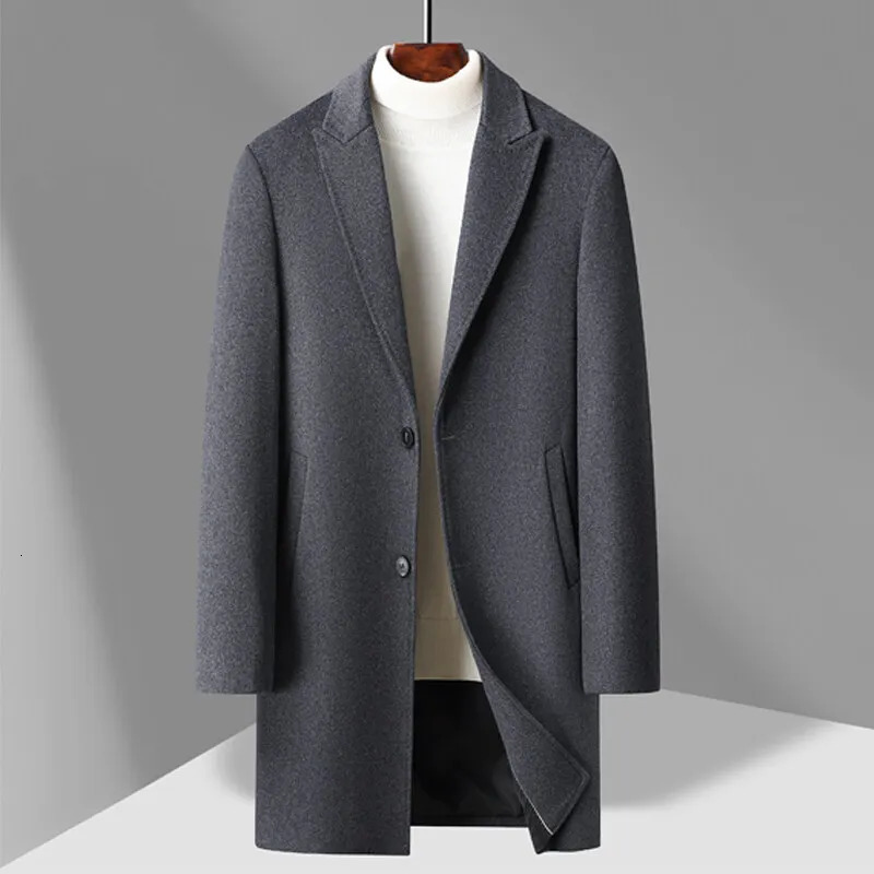 758 Sheep Wool Outdoor Mens Fashion Everything Trend British Style Business Windbreaker Medium Long Woolen Coat 250106
