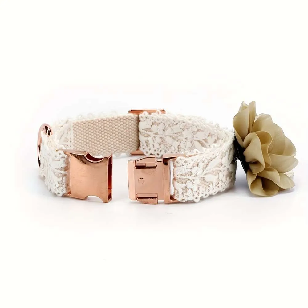 Dog Collar Leash Set Cotton Lace Adjustable Comfortable Unique Collars And Leashes For Small Medium Large Dogs