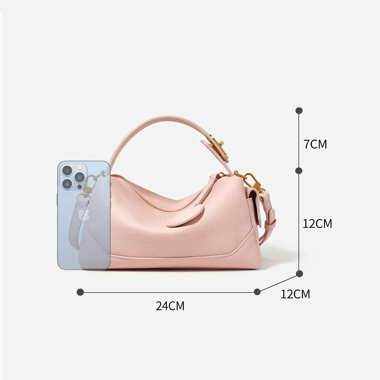 2025 Genuine Leather Women Boston Female Small Shoulder Bags Designer Pillow Handbags Versatile Messenger Bag Pink