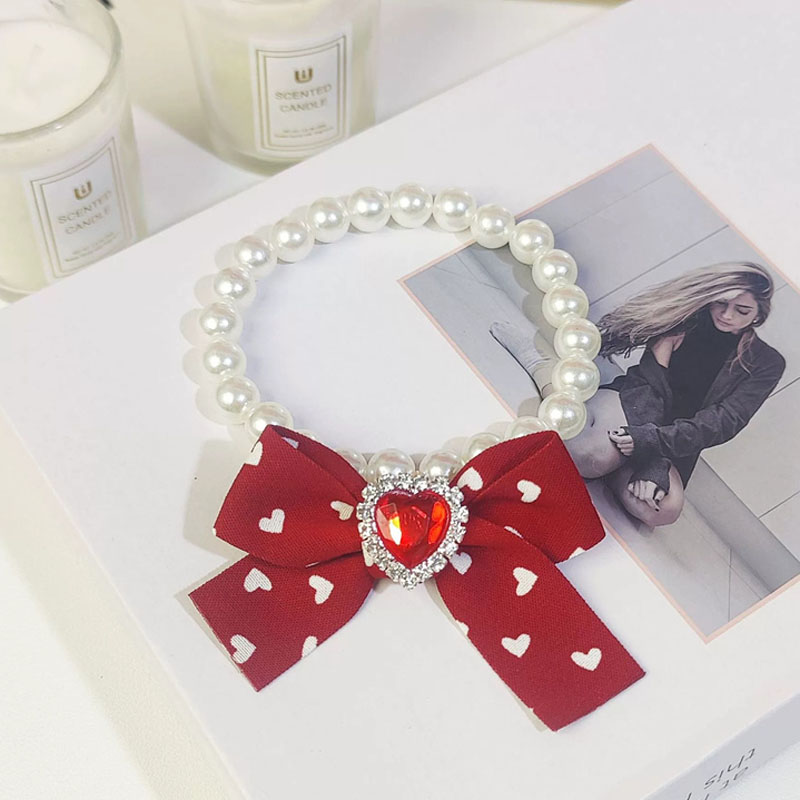 Cat Collar Decoration Pet Cute Exquisite Neck Kitten Adjustable Summer Cat Necklace High Simulation Pearls Pet Supplies