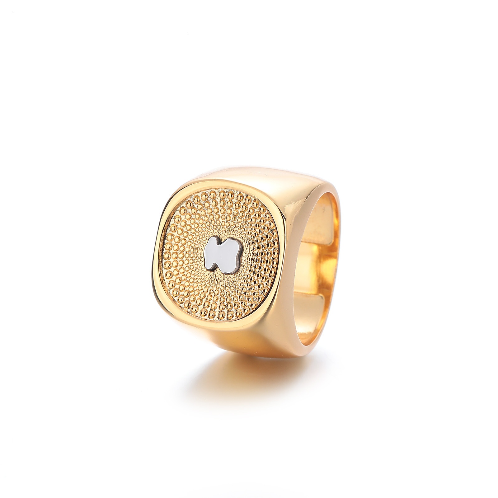 Fashion Women Men Bear Rings Stainless Steel Sier Gold Black Color Oil Wide Round Jewelry A Gift