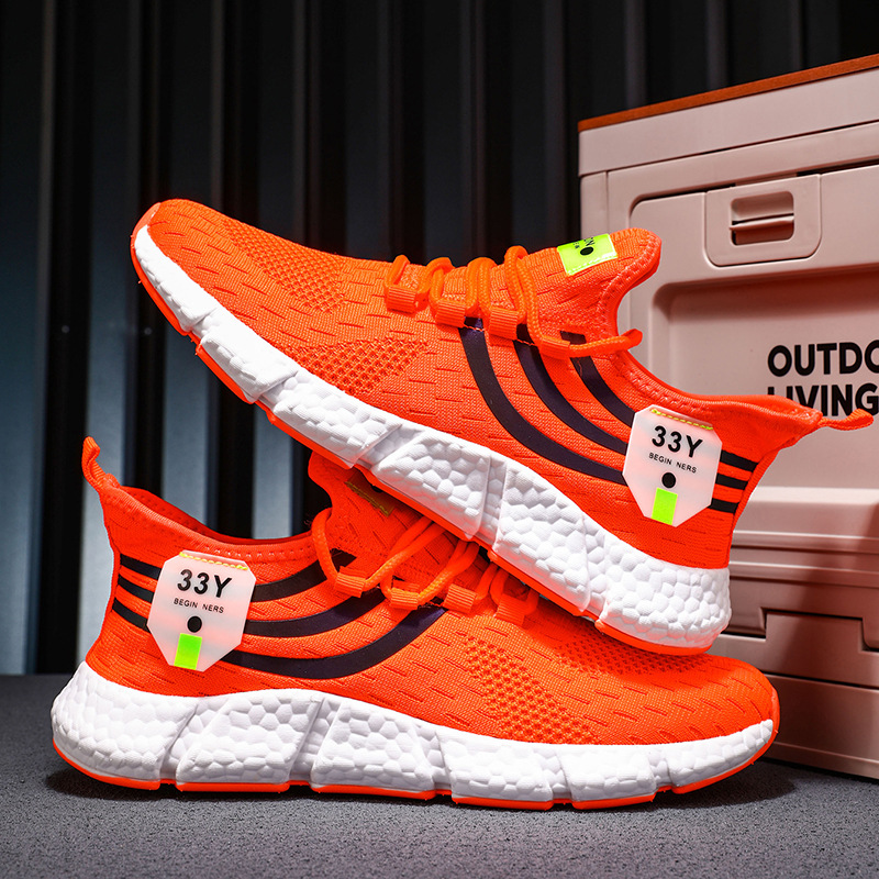 Couples Fashion sneakers Men's and women's breathable flying woven sneakers Summer popcorn running shoes cold sticky Sneaker 36-46
