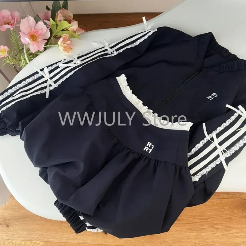 Woman 2000s Aesthetics Elegant Two Piece Skirt Set Women Sexy Sport Wear Coat Mini Suit Female High Street Chic Sets 250106