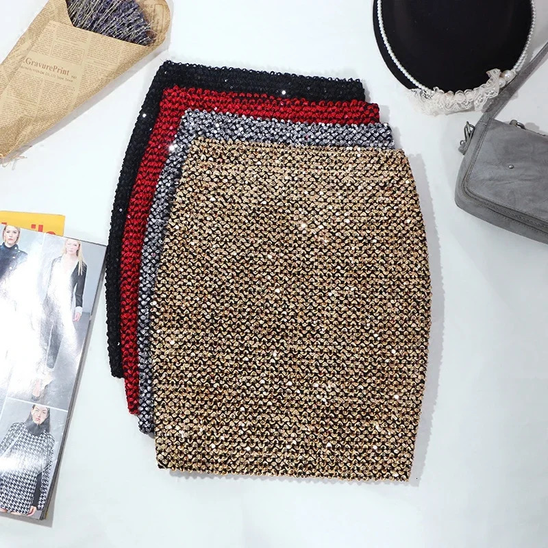 Sequin Skirt with sequins for women Summer style beach short Sequined Belly Dancer Costume Sexy High Waist Sequins skirt 250106