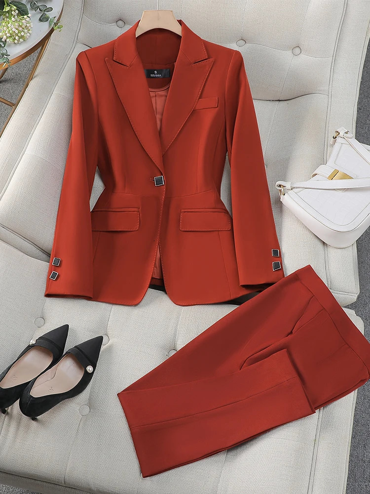 Autumn Winter Women Pant Suit Office Ladies Female Business Work Wear 2 Piece Set Formal Blazer Jacket And Trouser 250106