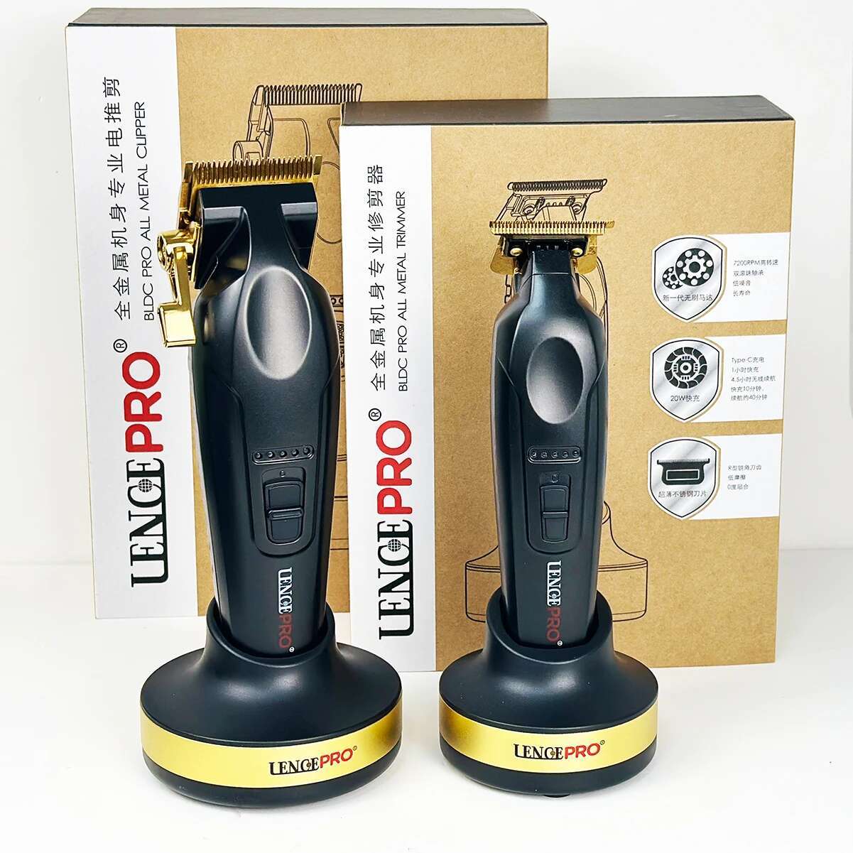LENCE PRO F2NC F2NT Professional Men's Clipper Full Metal Brushless Motor Hair Trimmer Barbershop with Base Charger