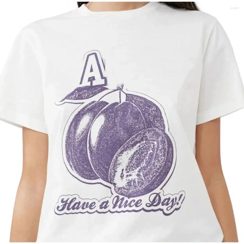 Women's T-Shirt Womens T Shirts Korean Brand Cotton T-shirt With Fruit Print For Women Round Neck Short Slved Casual Loose Tshirt Oversized Summe