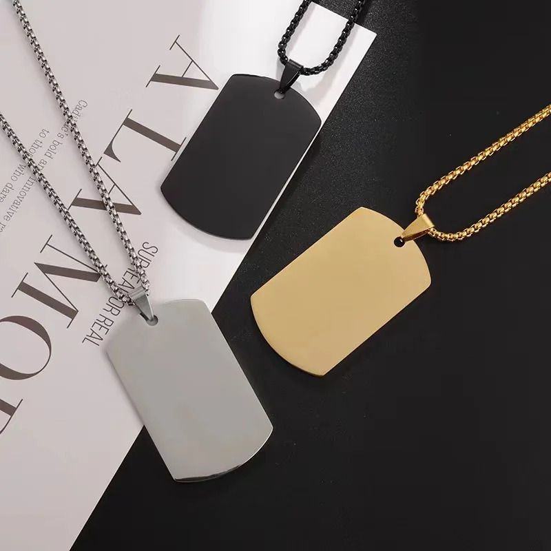 10Pcs 2850mm Tag Necklace For Men Military Army Nameplate Blank Pendant Mirror Polished Stainless Steel Jewelry Accessories 250109