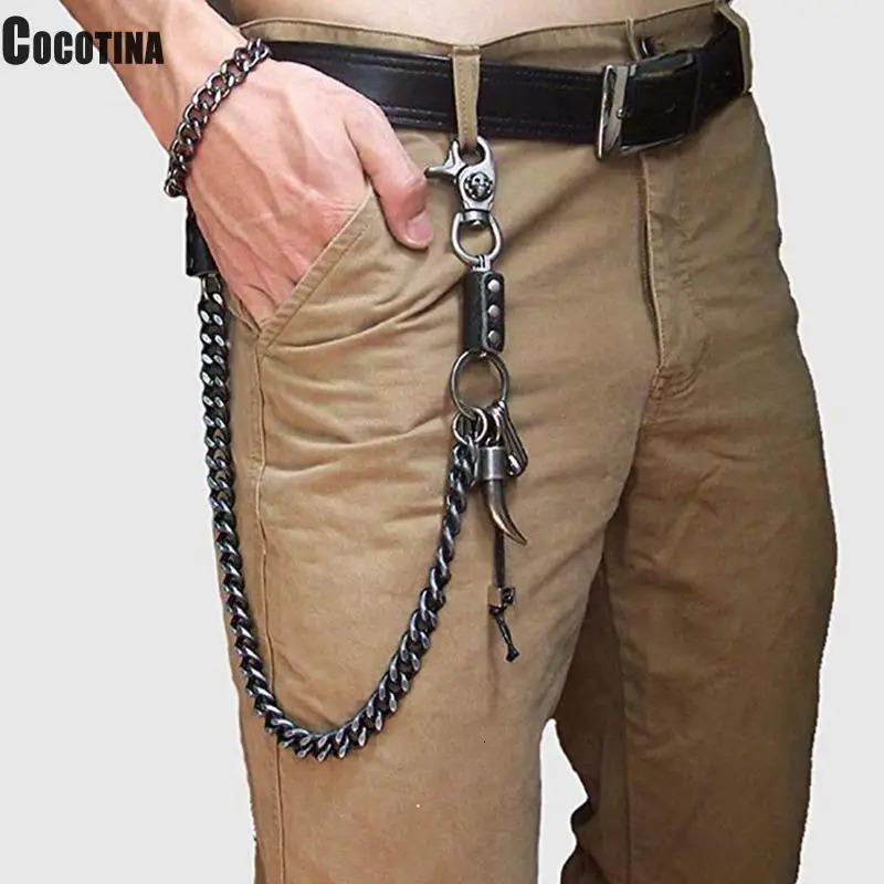 Waist Chain 2 Lines Punk Jean Adjustable Hip-hop Metal Mens Skull Accessories Chain Head Metal Pants Chain Gadgets for Men 250107