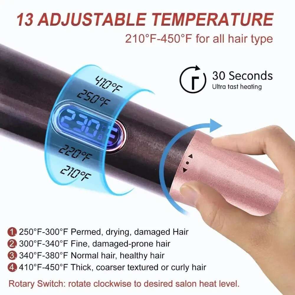 2 in 1 Professional Hair Straightener PTC Ceramic Fast Heating Styg Flat Wet & Dry Spiral Curg Iron