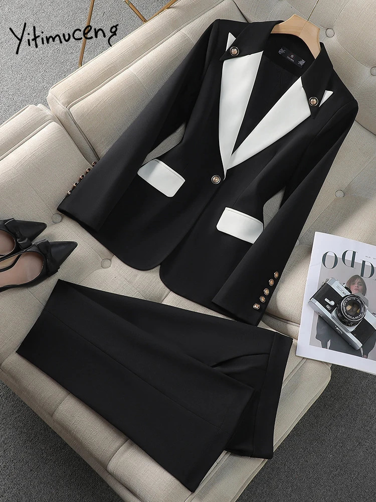 Yitimuceng Suit Set for Women Spring Summer Professional Formal Wear Light y High end Feeling Two piece Pants 250106