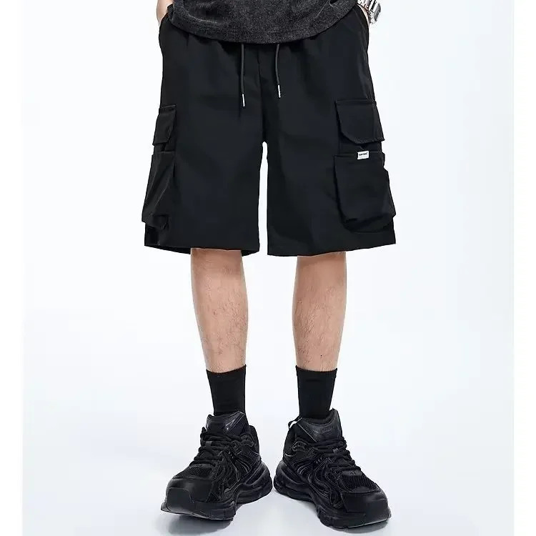 Summer mens shorts black casual Harajuku Techwear mens cargo shorts fashionable hip-hop Y2k sports shorts suit 250109