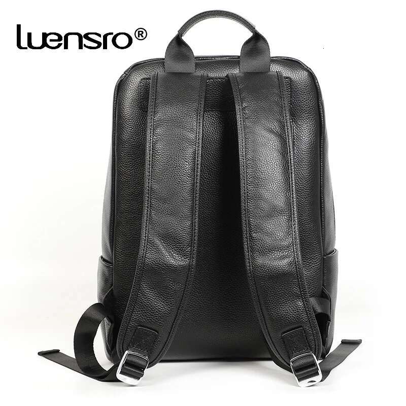 2024 New Natural Cowskin 100% Genuine Men's Fashion Large Capacity Shoolbag For Boy Leather Laptop Backpack Bag