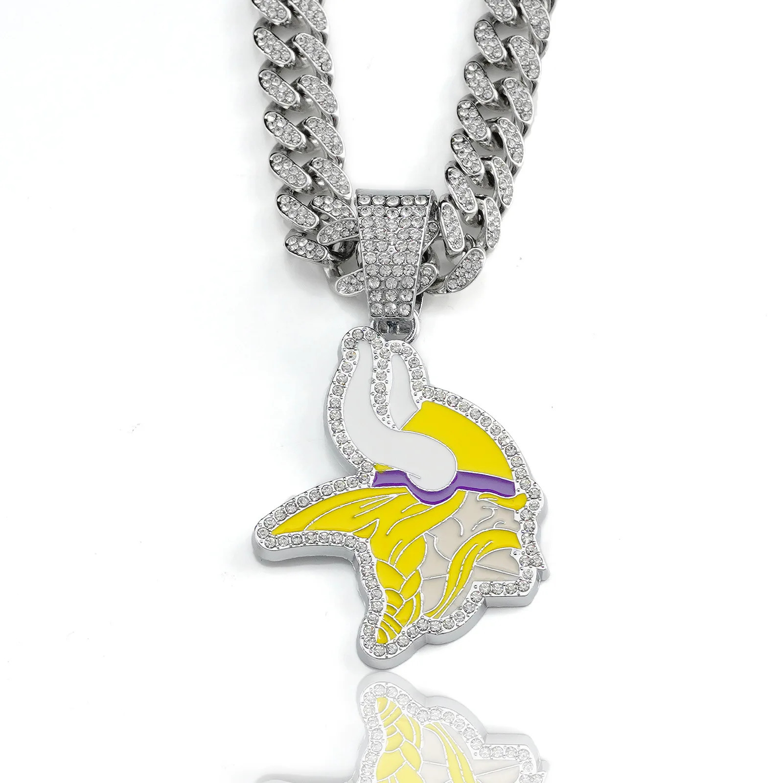 ULJ Hip Hop Yellow White Ox Horn Pendant Chain Necklace With Cuban Miami Iced out Bling Cool Jewelry 250109