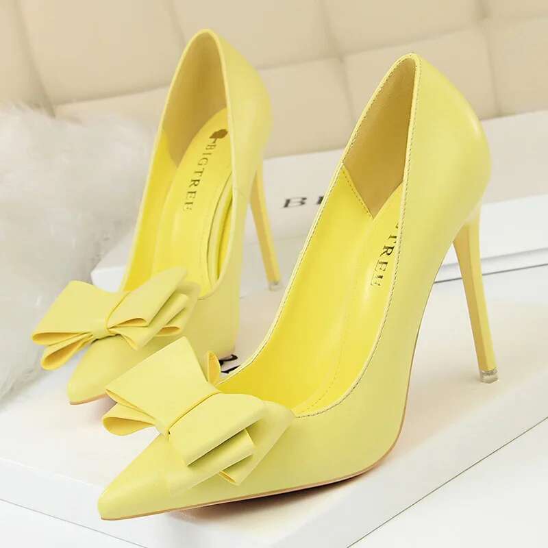 BIGTREE Bow-Knot High 2025 Fashion Women Heels Lady Stiletto Wedding Shoes Classic Pumps Footwear