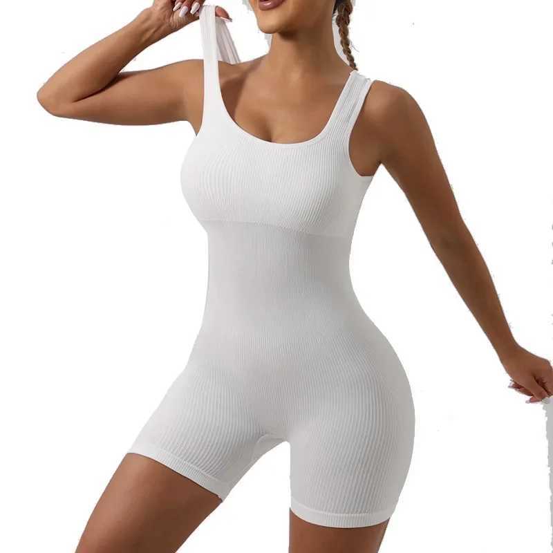 European and American Threaded Jumpsuit Shorts Seamless Elastic Sportswear Fitness Jumpsuit Yoga Suit OnesieXJ250109