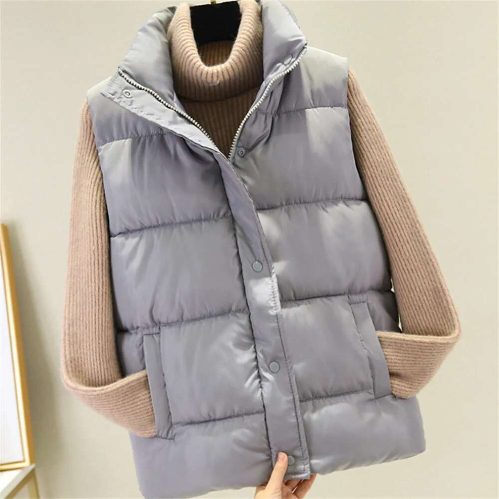 2025 Winter Korean Fashion Down Warm Cotton Jacket For Women's Autumn And Winter Loose Sleeveless Designer Jacket