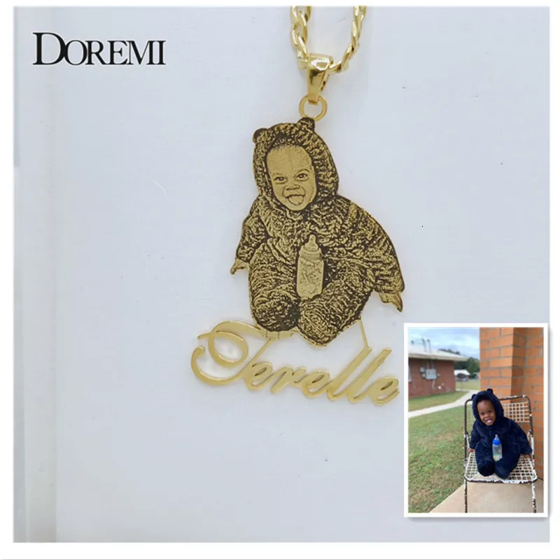 DOREMI Custom Po Necklace with Name Pendent Picture any CharacterCartoon Nameplate Stainless for Family Gifts 250109