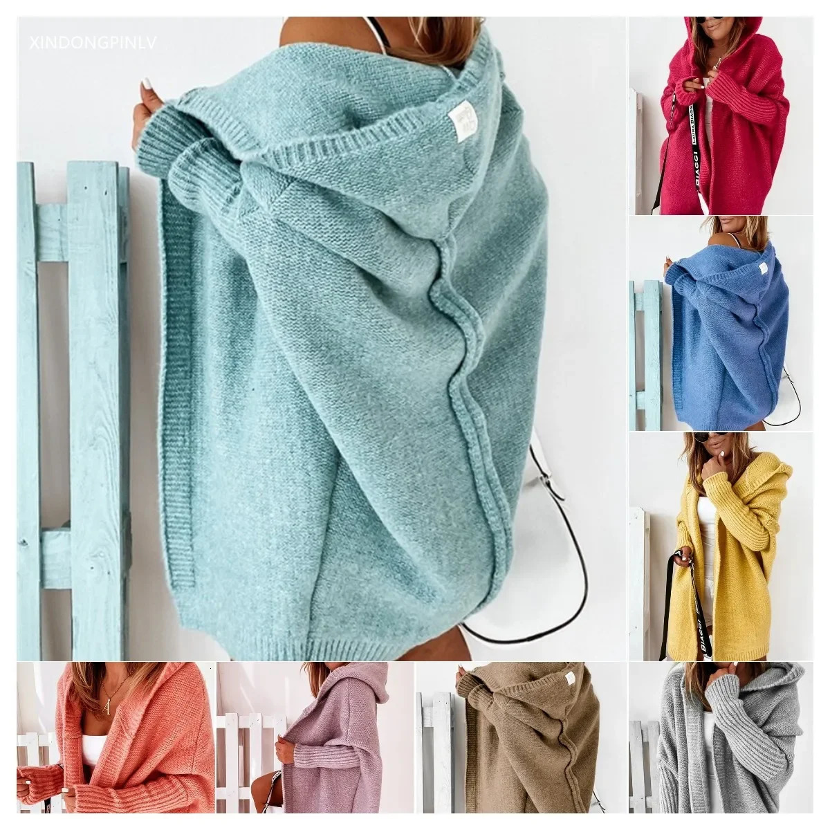 Sweaters for Women Autumn/Winter Hooded Long Sleeve Long Knitted Cardigan Coat Oversized Sweater Women Clothing Women Tops 250106