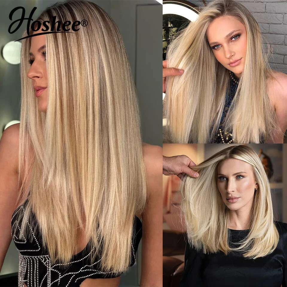 Blonde Wig 13x4 Ash Grey Highlight Straight Front Wigs Human Hair 5x5 Glueless Transparent Swiss Lace