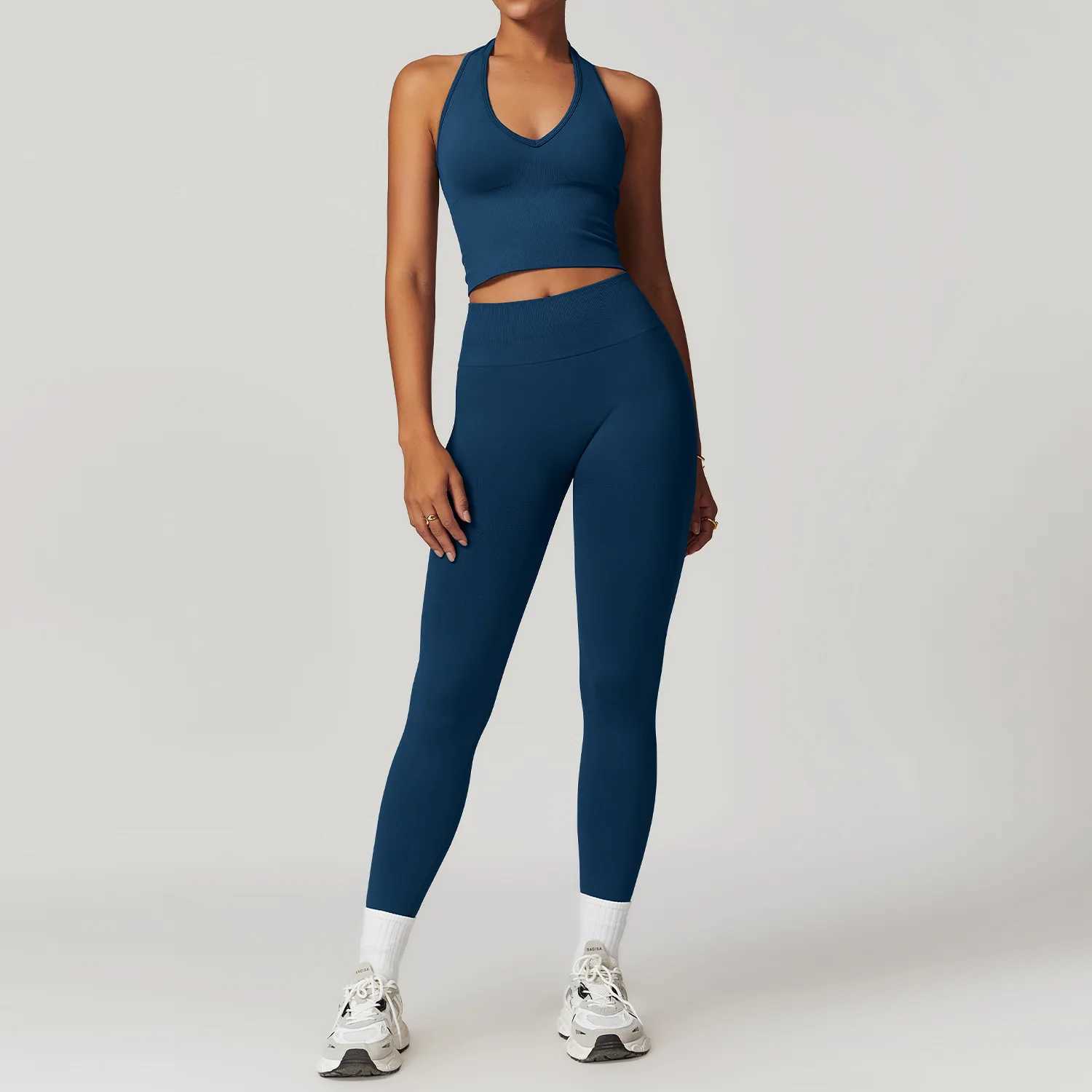 2 Pieces Womens Clothes Seamless Yoga Set Workout Tracksuit Sportswear Gym Clothing High Waist Leggings Fitness Sports SuitsXJ250109