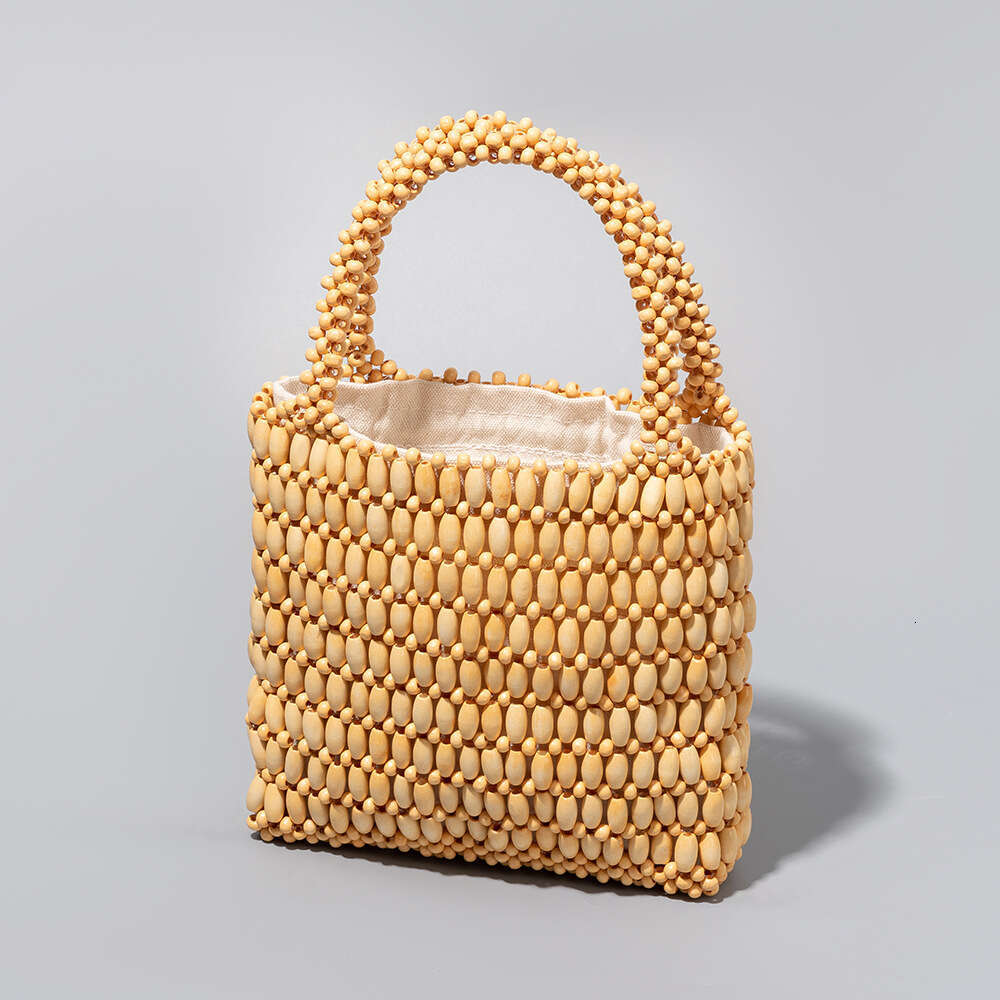 Summer Trend: Wooden Bead Hand Woven Niche Design, Hand-Held Commuting Bag, High-End Women's Bags