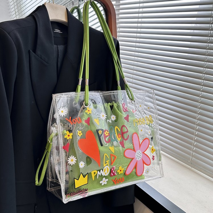 Jelly Handbags: Versatile Clear Tote - Large Capacity Fashion Shoulder Bag Spring & Summer, Lightweight For Daily Use New Free Delivery Designer Bag