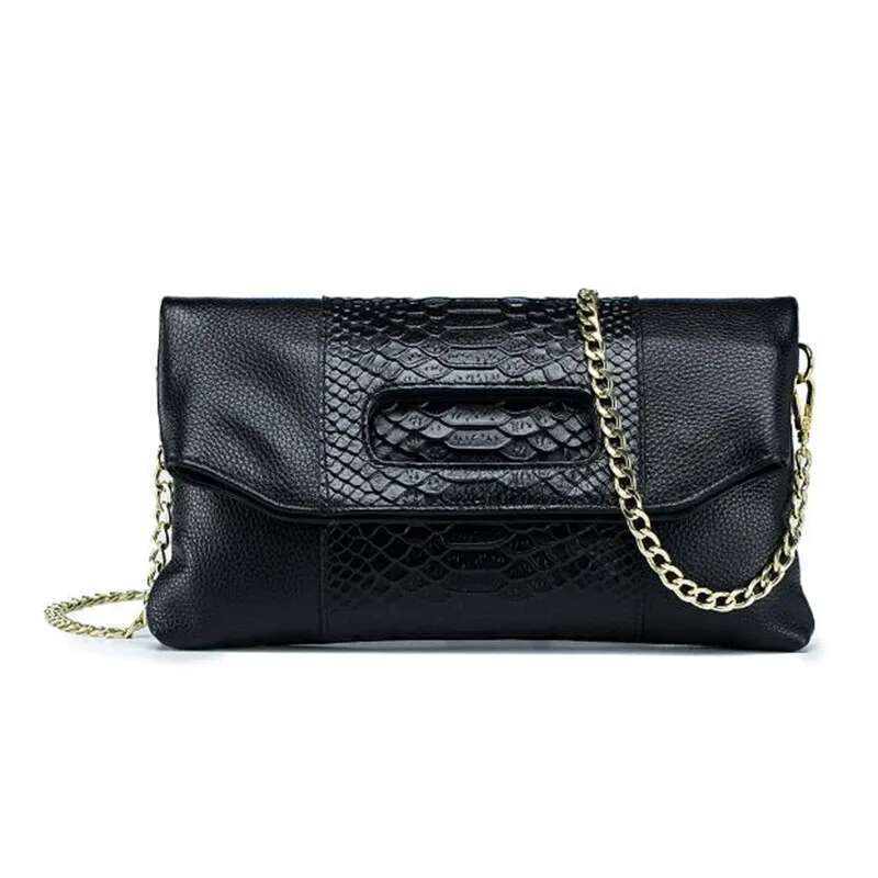TOPHIGH Snake Pattern Handbags Genuine Leather Fashion Envelope Clutch Bag For Women 2025 Day Clutches Wristlet Bags