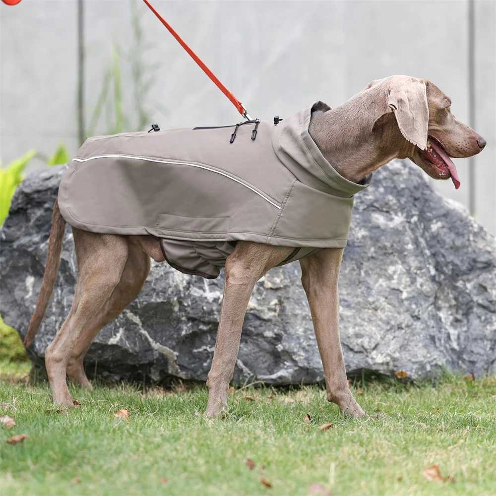 Waterproof Jacket for Large Dogs Flexible Chest Fleece Lining Soft Shell Outdoor Dog Jackets Safety Reflective Pet Clothes CoatXJ250109