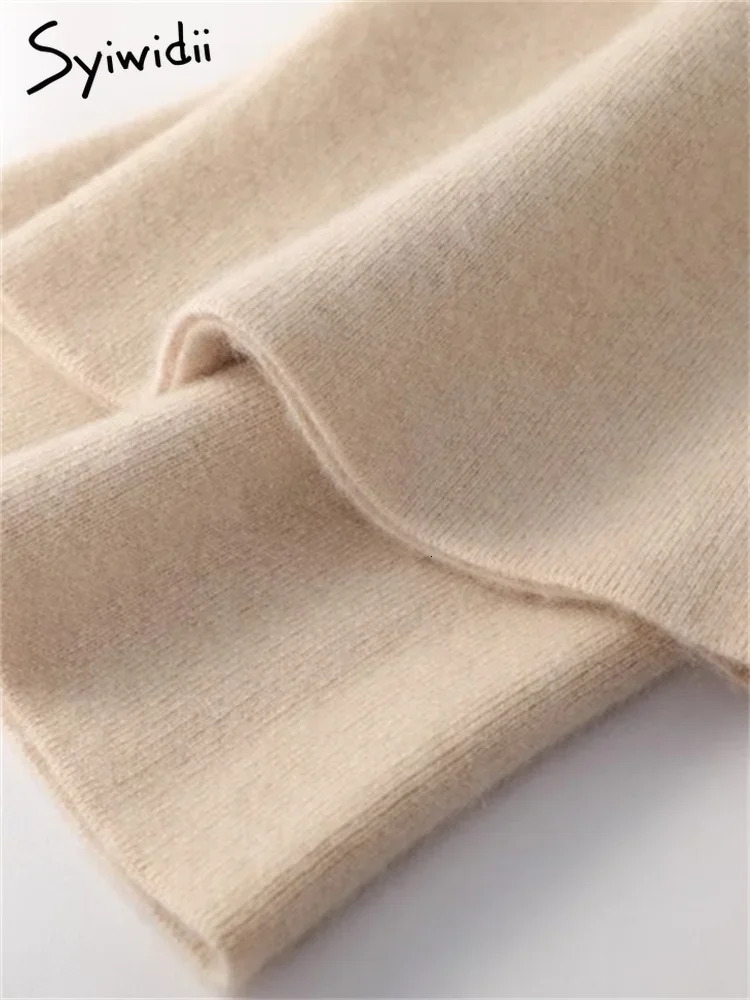 Syiwidii Knitted Women Pants Fall Winter Korean Fashion High Waist Wool Wide Leg Sweatpants Casual Straight Loose Trousers 250108