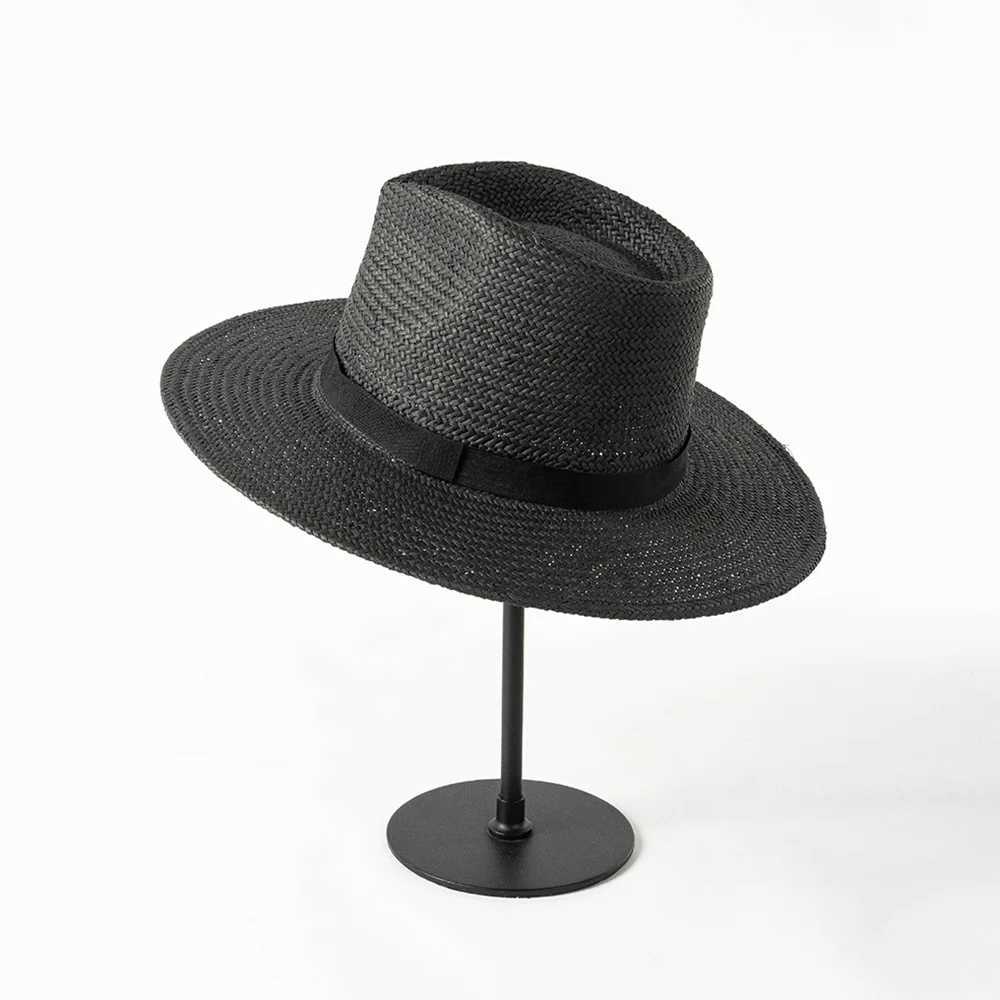 New regular band Panama straw hat used for warm summer beach hat wide Brim sun hat funeral church derby Fe hat UPF50+ X250109