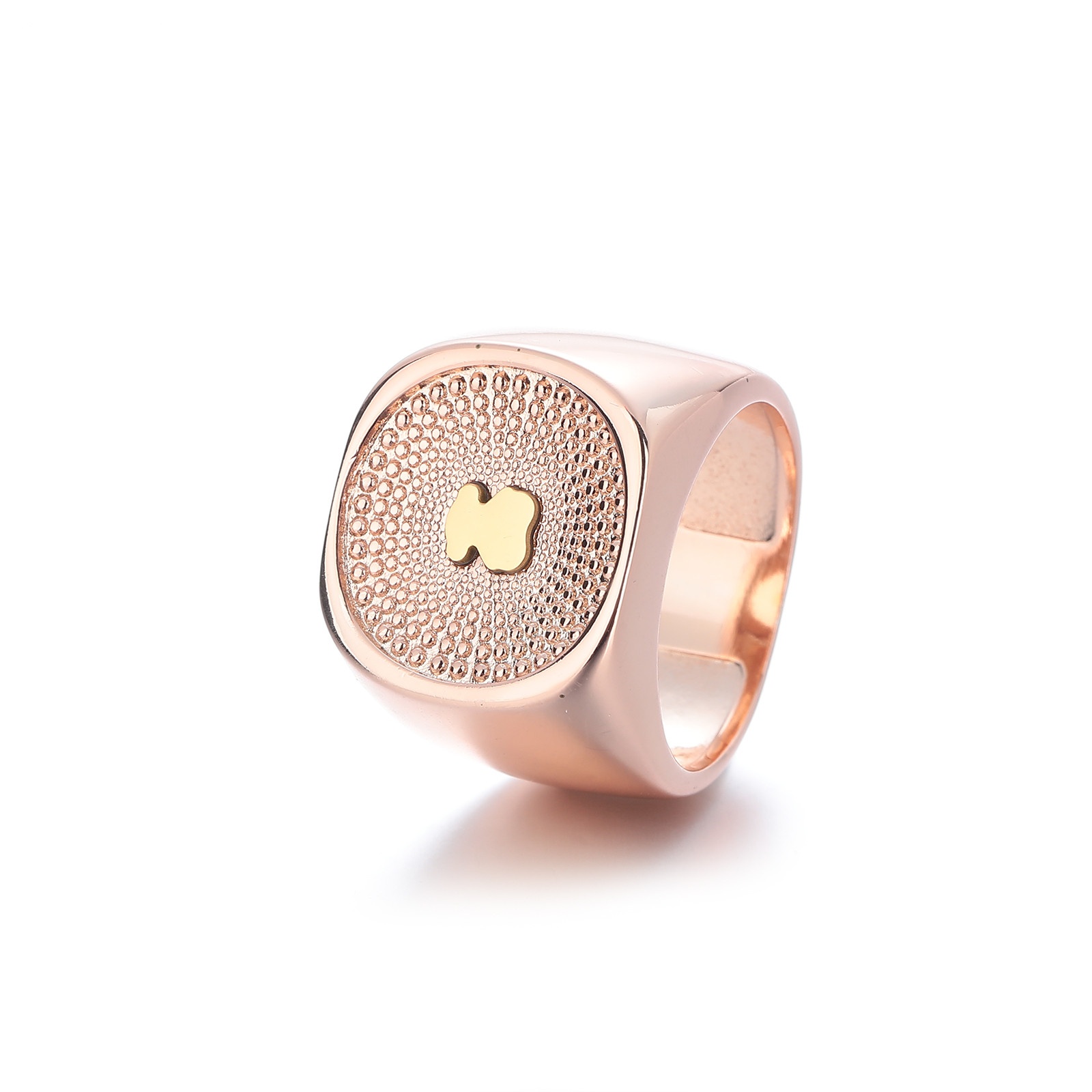 Fashion Women Men Bear Rings Stainless Steel Sier Gold Black Color Oil Wide Round Jewelry A Gift