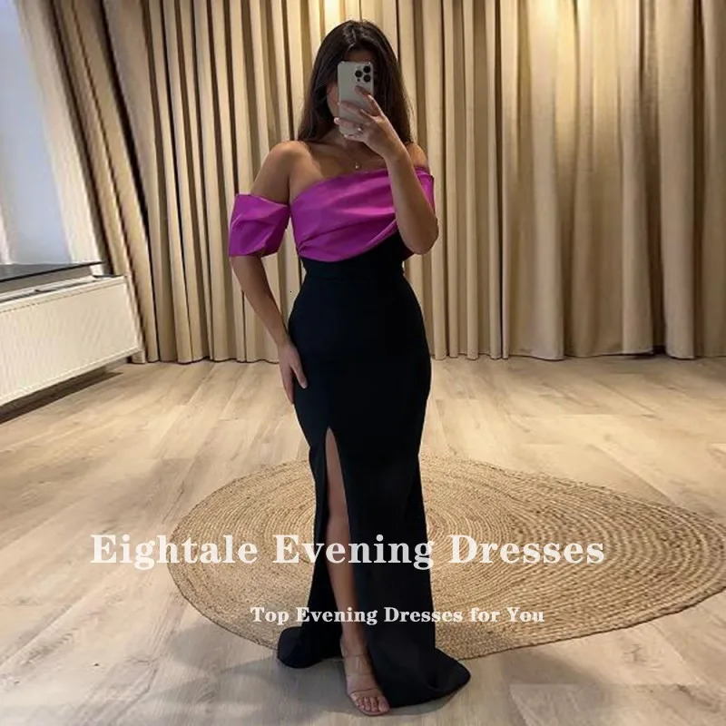 Eightale White and Black Evening Dress Customized Mermaid Wedding Party Prom Gown Side Slit Formal Strecthy Ballkleider 250106