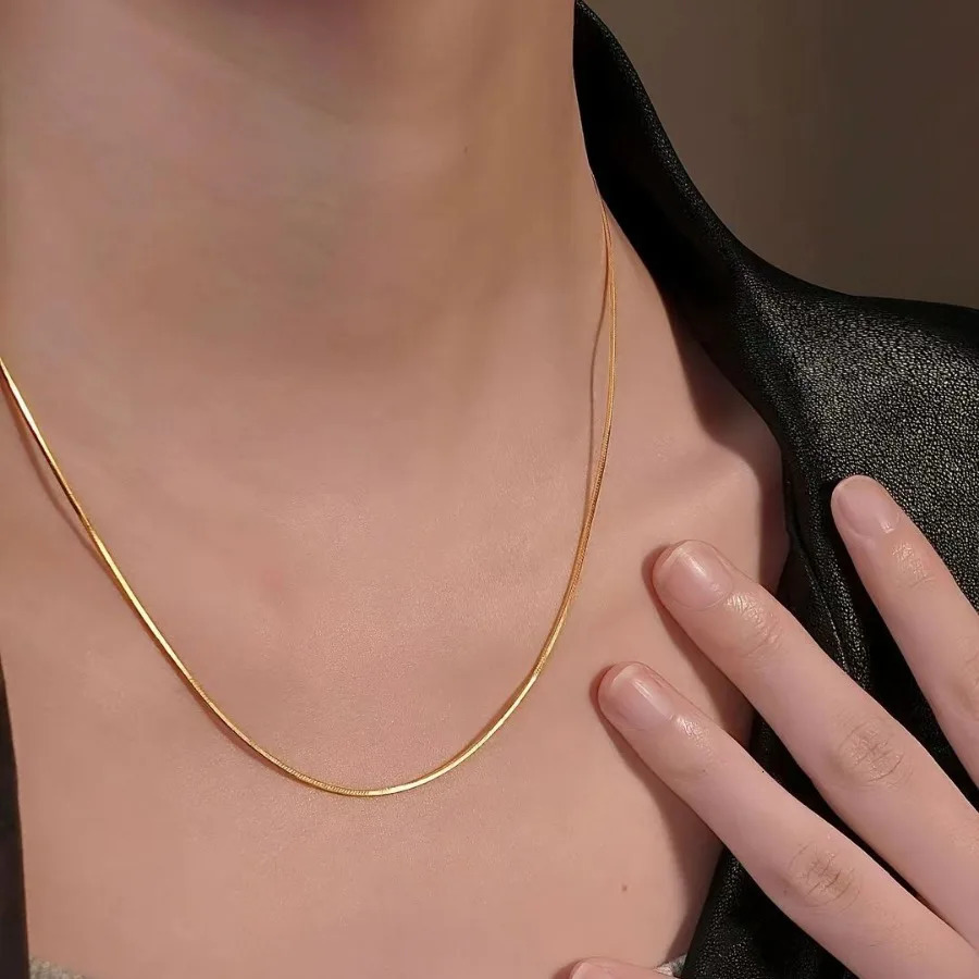 AU999 real gold necklace simple and elegant niche ladies 24K clavicle chain advanced versatile for your girlfriend 250109