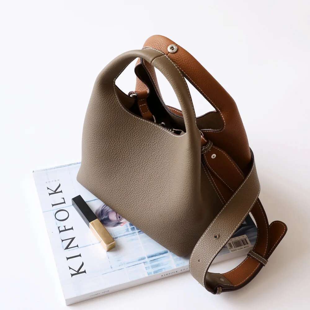 UBEL 2024 Brand New Real Leather Women Basket Designer Bucket hot Versatile Handheld Small Crossbody Bag Black