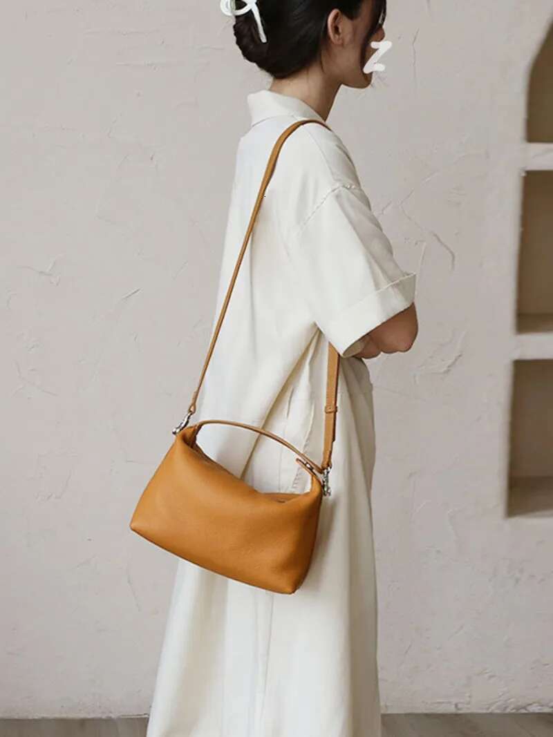 2024 New Women's Soft Genuine Leather Handbag Lady Fashion Daily Casual Shoulder Bag Girls Crossbody Messenger