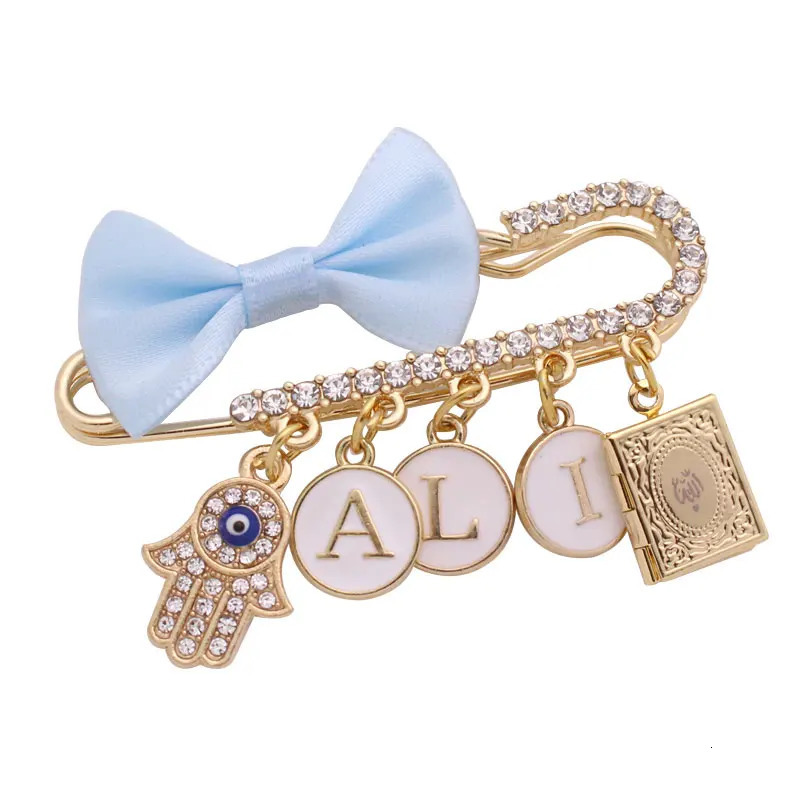 customise english name islam hamsa hand of fatima quran book Baby brooch Pin 250103