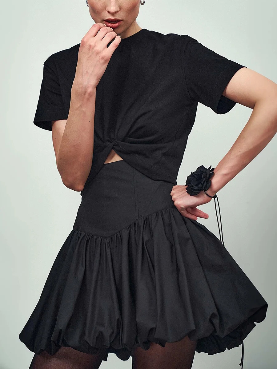 Women Summer Bubble Skirt Cute High Waist Solid Color Babydoll Puffy Mini Skirts for Beach Vacation Club Streetwear Aesthetic 250106