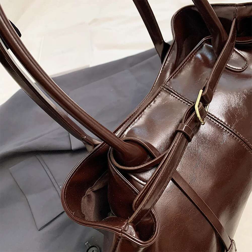 PU Leather Tote Slouchy Hobo Handbag Retro Shoulder Fashion Top Handle Bag For Women Work Shopping Travel